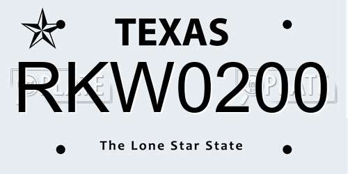 RKW0200 Texas License Plate