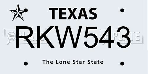 RKW543 Texas License Plate