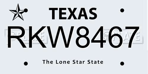 RKW8467 Texas License Plate