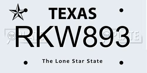 RKW893 Texas License Plate