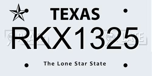 RKX1325 Texas License Plate