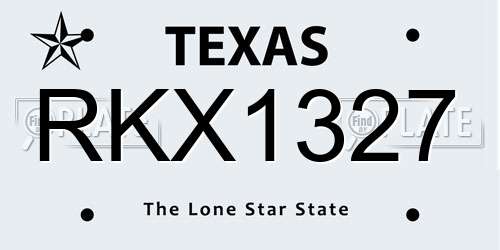 RKX1327 Texas License Plate
