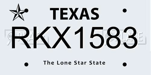 RKX1583 Texas License Plate