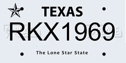 RKX1969 Texas License Plate