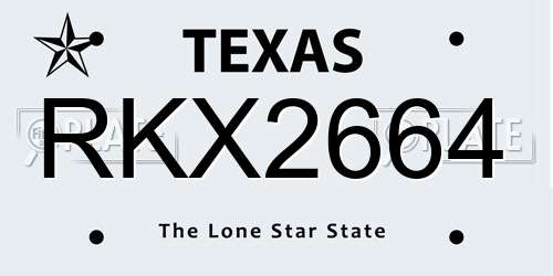 RKX2664 Texas License Plate