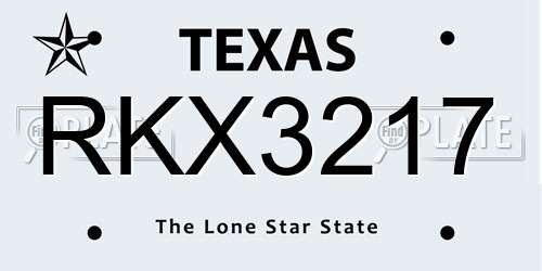 RKX3217 Texas License Plate