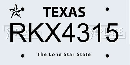 RKX4315 Texas License Plate