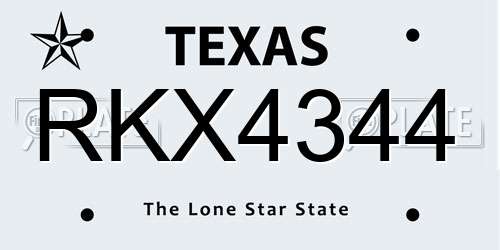 RKX4344 Texas License Plate
