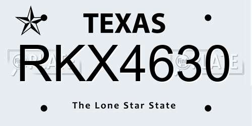 RKX4630 Texas License Plate