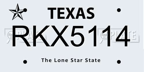 RKX5114 Texas License Plate