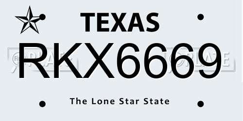 RKX6669 Texas License Plate