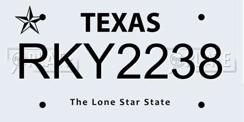 RKY2238 Texas License Plate