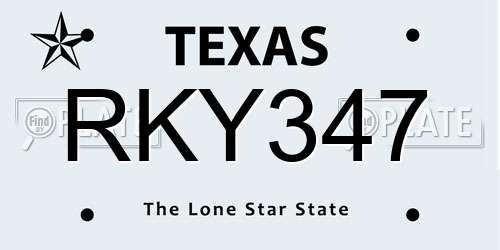 RKY347 Texas License Plate