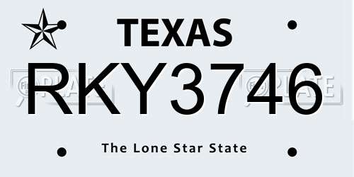 RKY3746 Texas License Plate