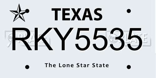 RKY5535 Texas License Plate