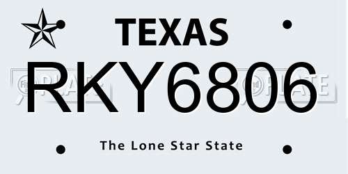 RKY6806 Texas License Plate