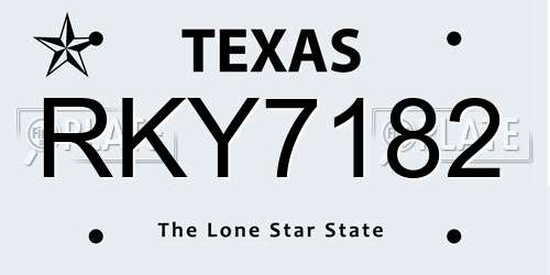 RKY7182 Texas License Plate