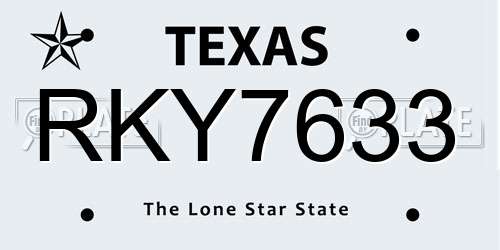 RKY7633 Texas License Plate