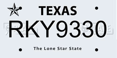RKY9330 Texas License Plate