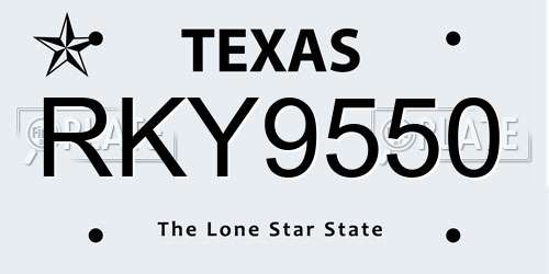RKY9550 Texas License Plate