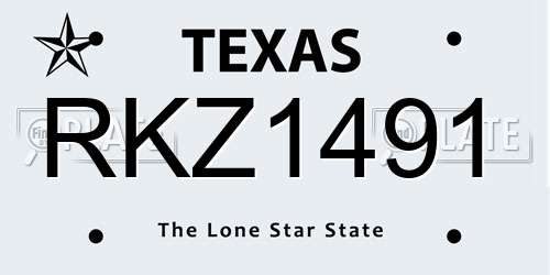 RKZ1491 Texas License Plate