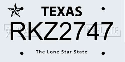 RKZ2747 Texas License Plate