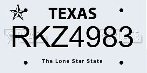 RKZ4983 Texas License Plate