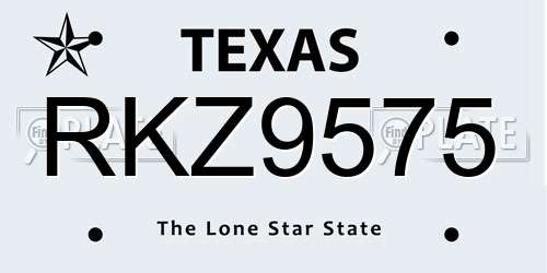 RKZ9575 Texas License Plate
