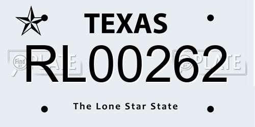 RL00262 Texas License Plate