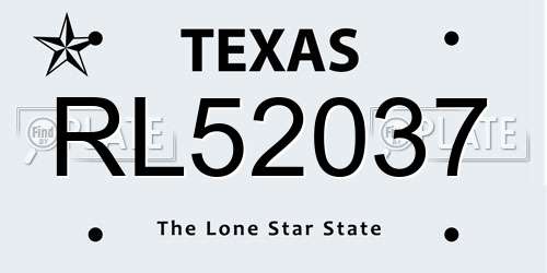 RL52037 Texas License Plate