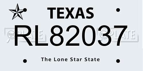 RL82037 Texas License Plate