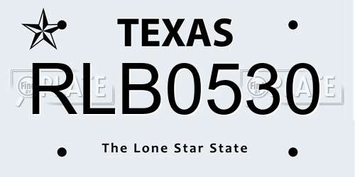 RLB0530 Texas License Plate