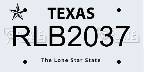 RLB2037 Texas License Plate