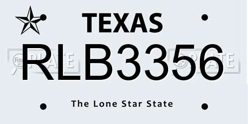 RLB3356 Texas License Plate