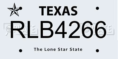 RLB4266 Texas License Plate