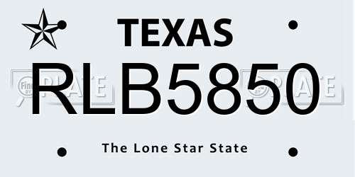 RLB5850 Texas License Plate