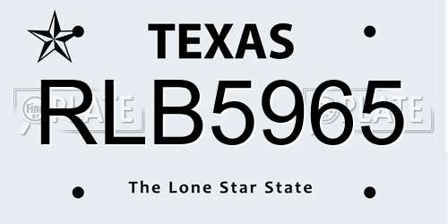 RLB5965 Texas License Plate