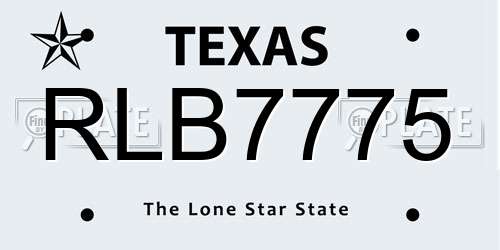 RLB7775 Texas License Plate