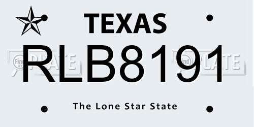 RLB8191 Texas License Plate