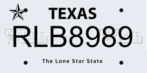 RLB8989 Texas License Plate