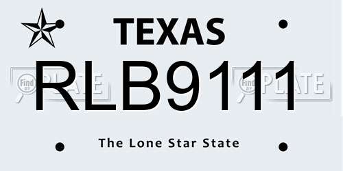 RLB9111 Texas License Plate