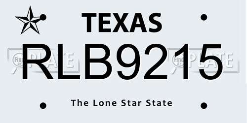 RLB9215 Texas License Plate
