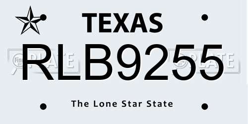 RLB9255 Texas License Plate