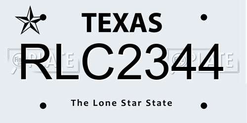 RLC2344 Texas License Plate