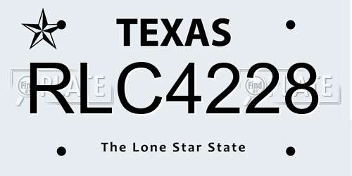 RLC4228 Texas License Plate