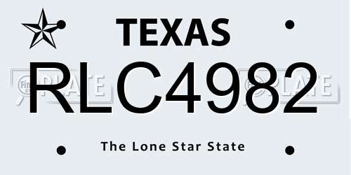RLC4982 Texas License Plate