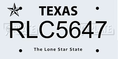 RLC5647 Texas License Plate