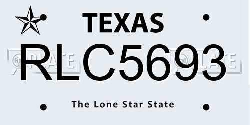 RLC5693 Texas License Plate