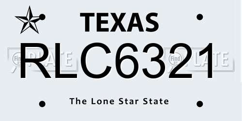 RLC6321 Texas License Plate
