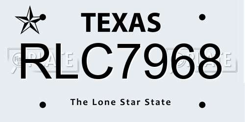 RLC7968 Texas License Plate